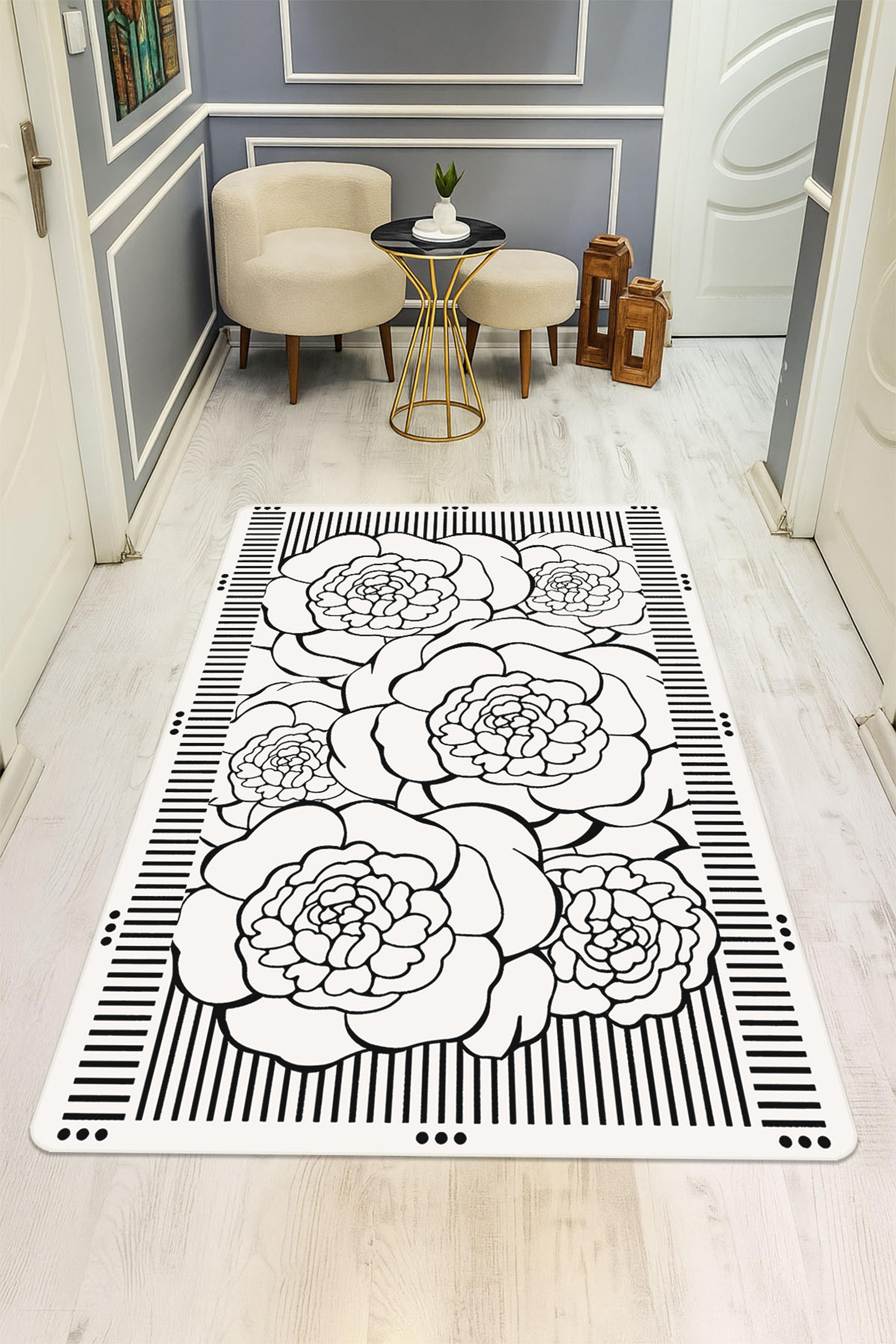 Modern Desenli Dijital Baskı Kaymaz Taban Halı H1103