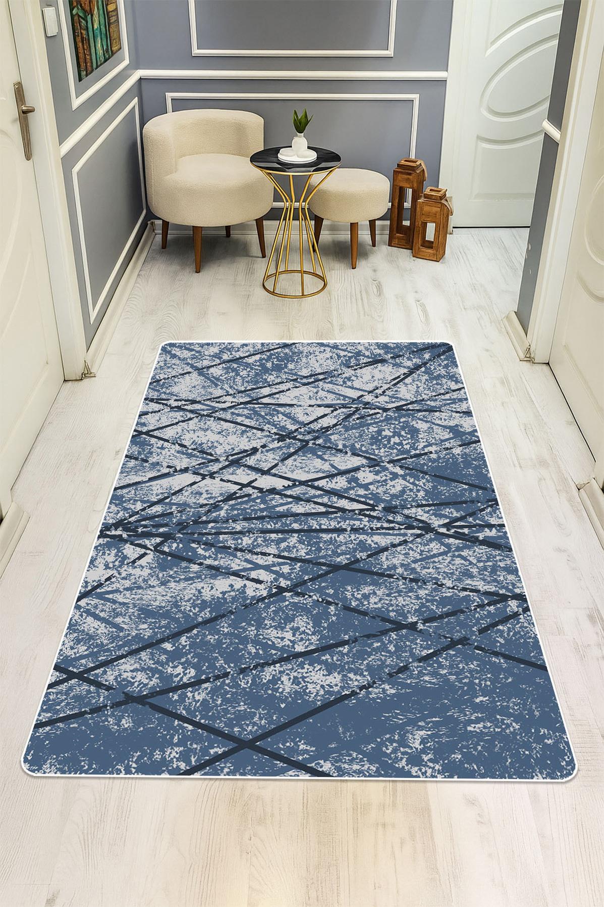 Modern Desenli Dijital Baskı Kaymaz Taban Halı H0293
