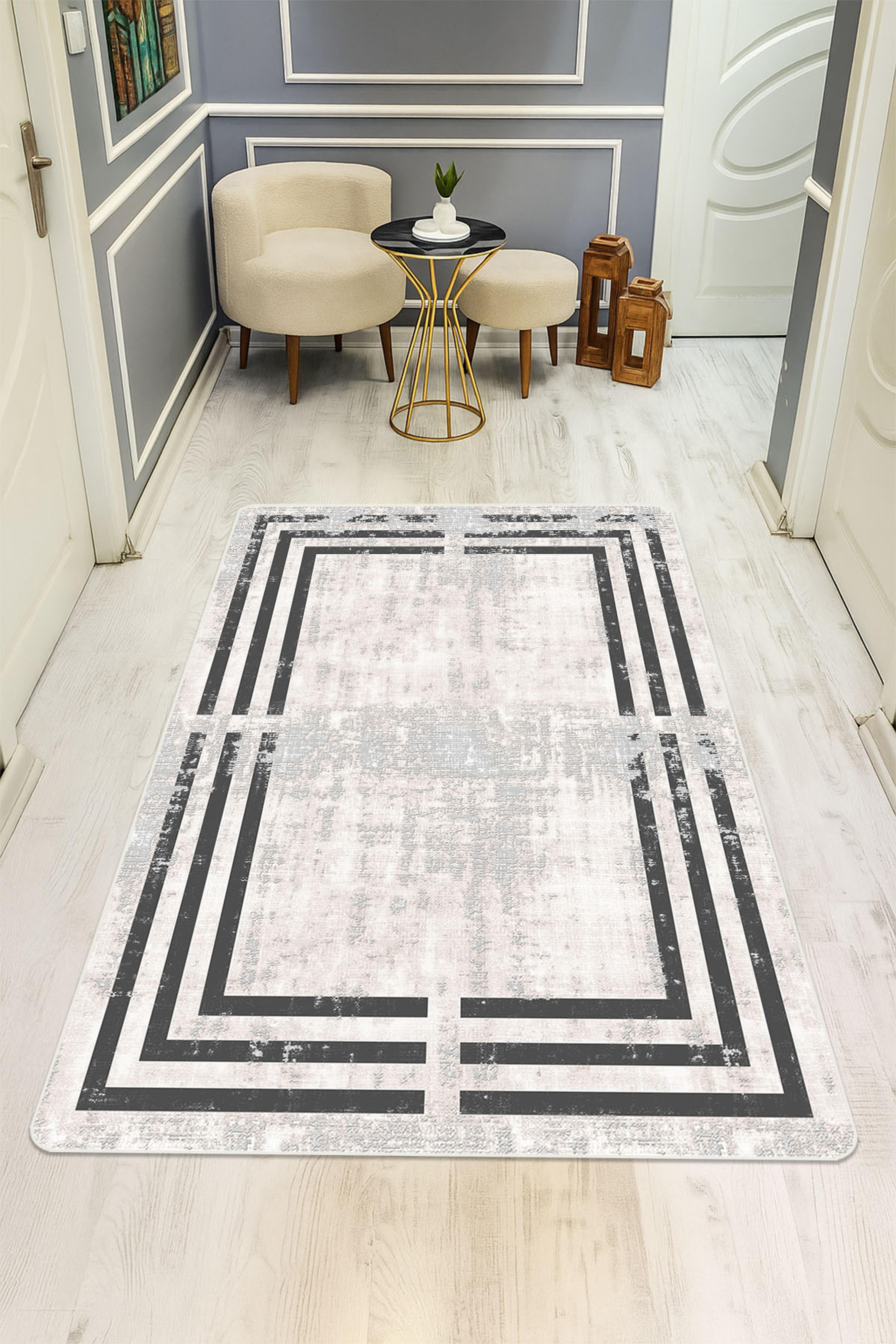 Modern Desenli Dijital Baskı Kaymaz Taban Halı H1045
