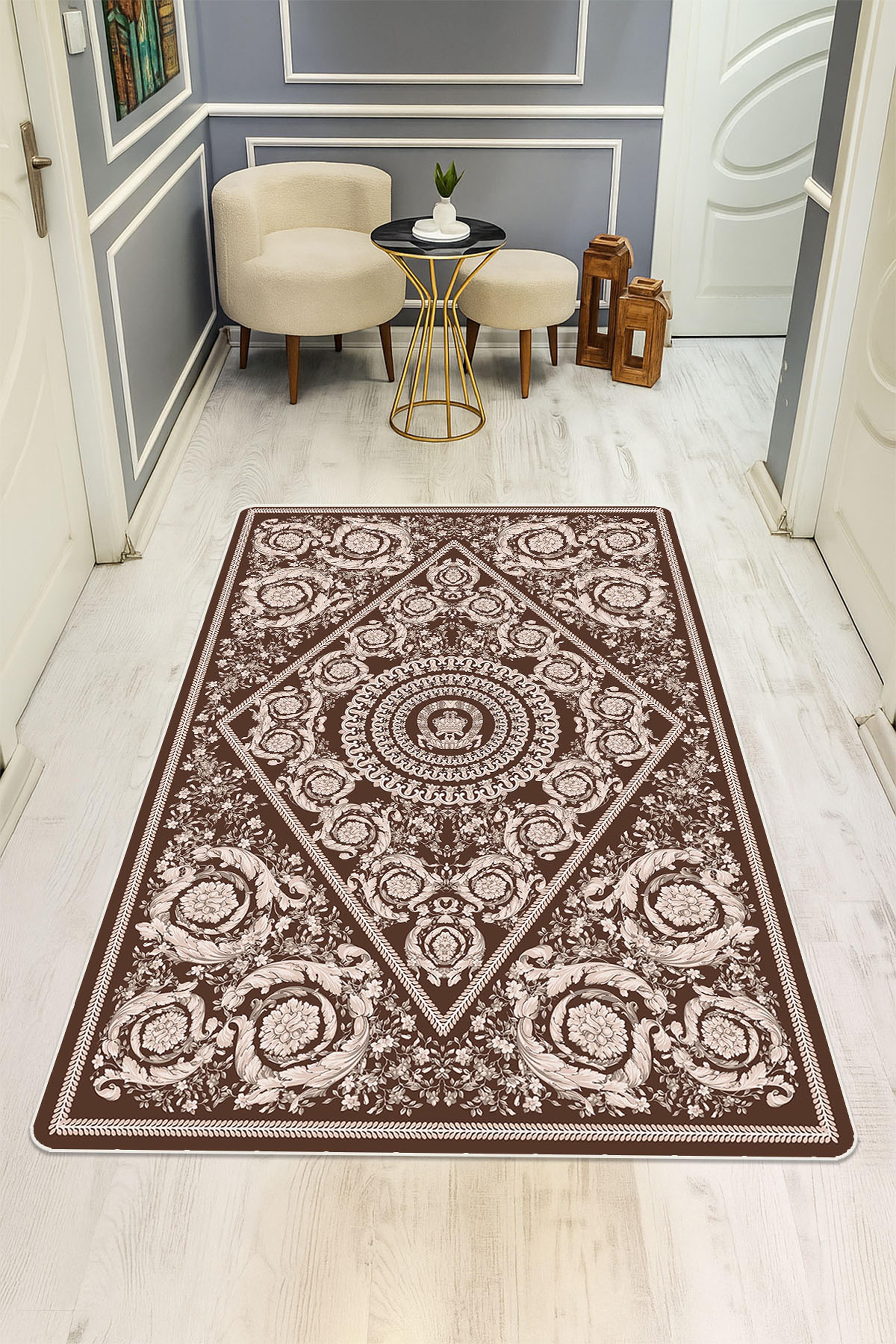 Modern Desenli Dijital Baskı Kaymaz Taban Halı H1097