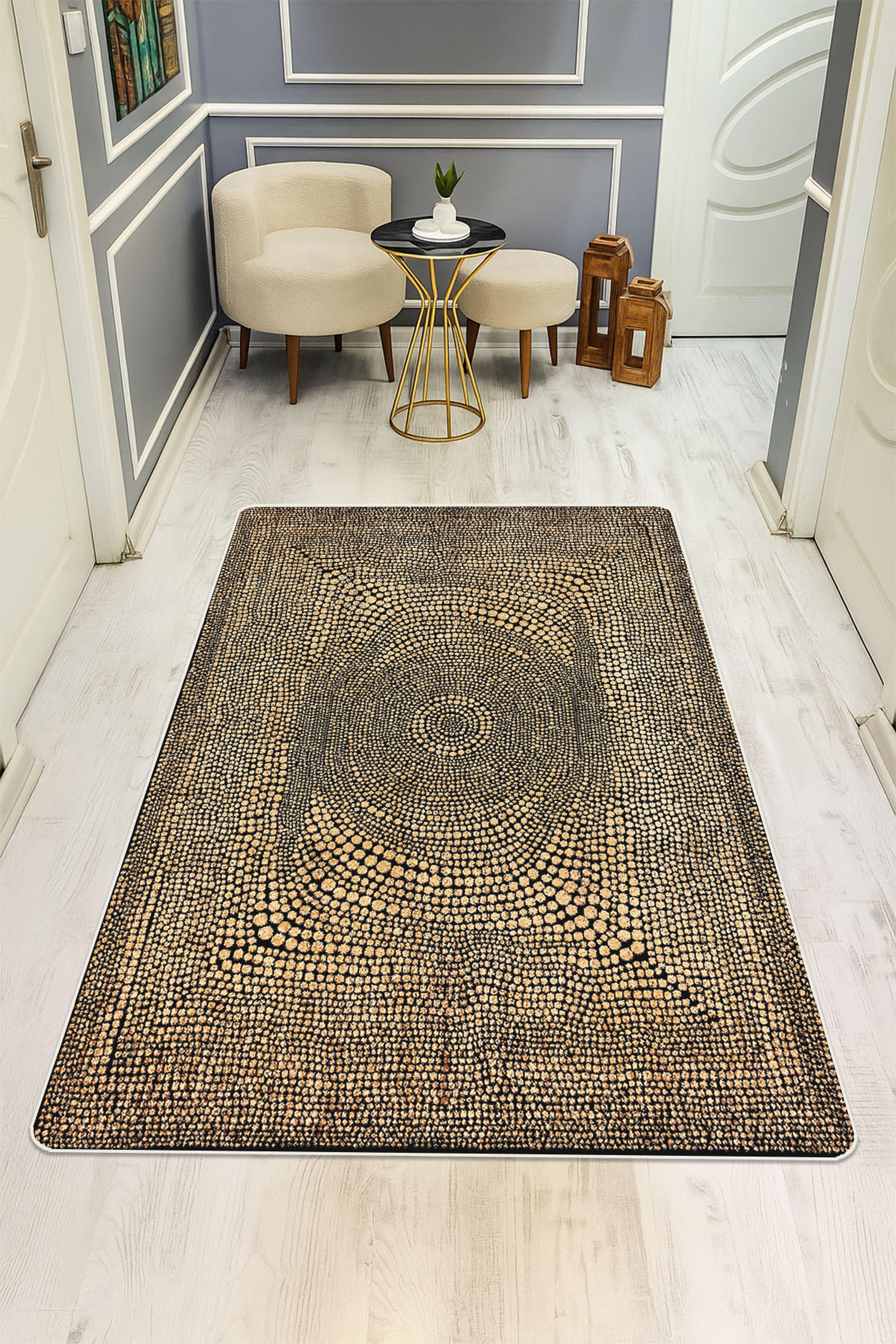 Modern Desenli Dijital Baskı Kaymaz Taban Halı H1119