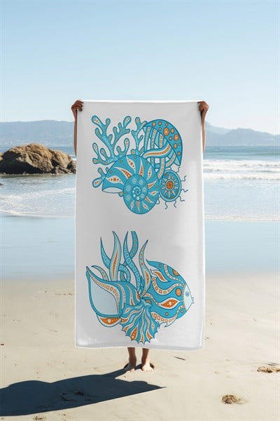 Dijital Baskı Plaj Deniz Havlusu 80 X 160 cm Peştamal HVL0285