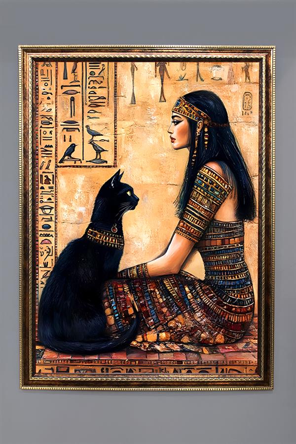 Antik Mısır Desenli Çerçeveli Duvar Tablosu 50x70cm MISIR08