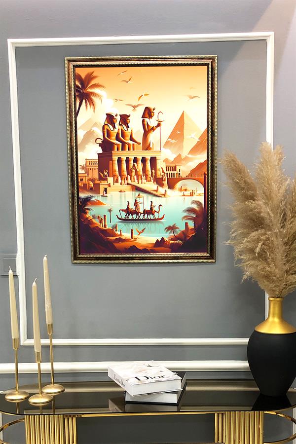 Antik Mısır Desenli Çerçeveli Duvar Tablosu 50x70cm MISIR15