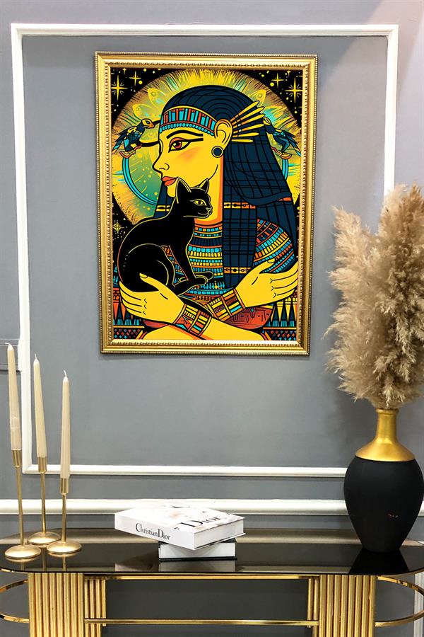 Antik Mısır Desenli Çerçeveli Duvar Tablosu 50x70cm MISIR02