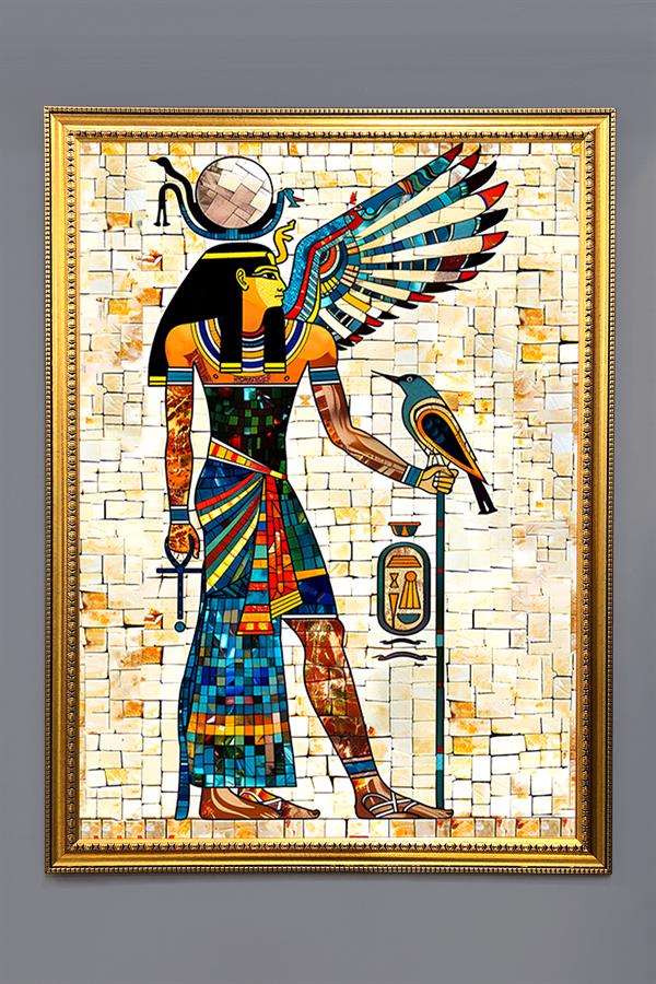 Antik Mısır Desenli Çerçeveli Duvar Tablosu 50x70cm MISIR01