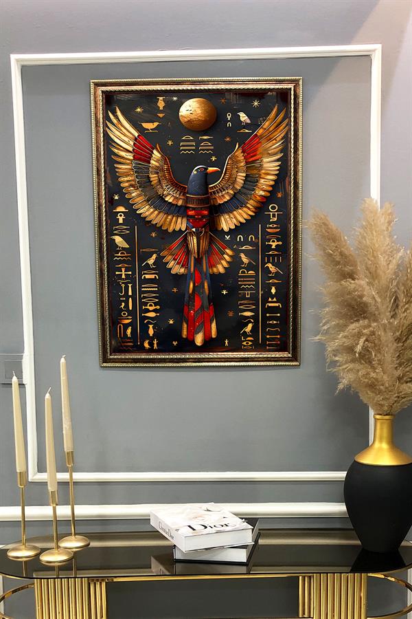 Antik Mısır Desenli Çerçeveli Duvar Tablosu 50x70cm MISIR09