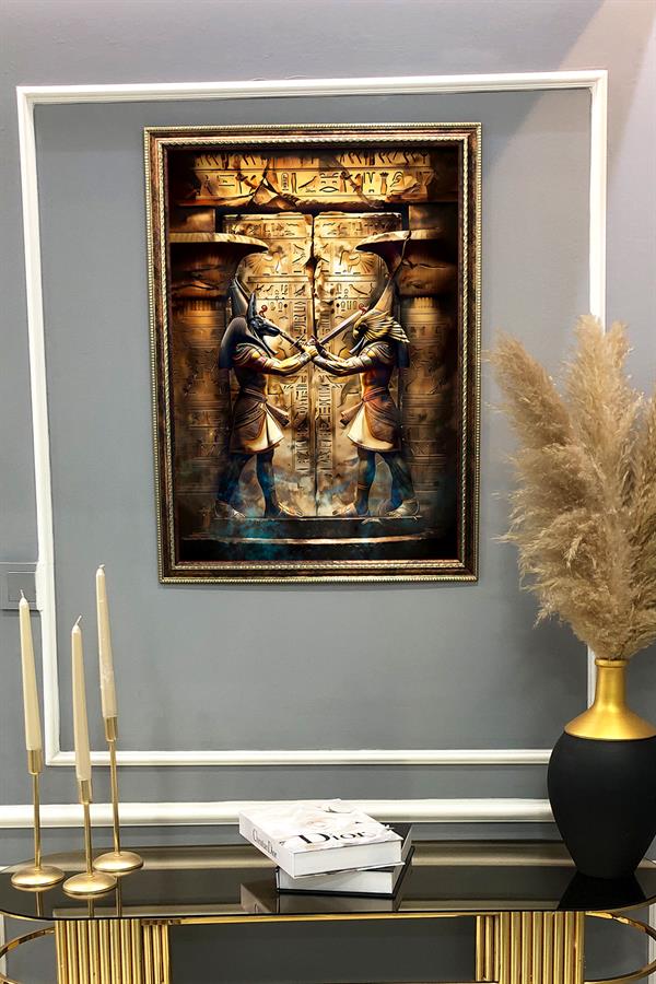 Antik Mısır Desenli Çerçeveli Duvar Tablosu 50x70cm MISIR17