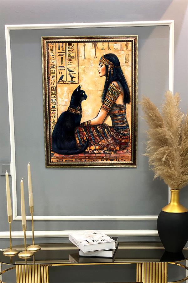 Antik Mısır Desenli Çerçeveli Duvar Tablosu 50x70cm MISIR08