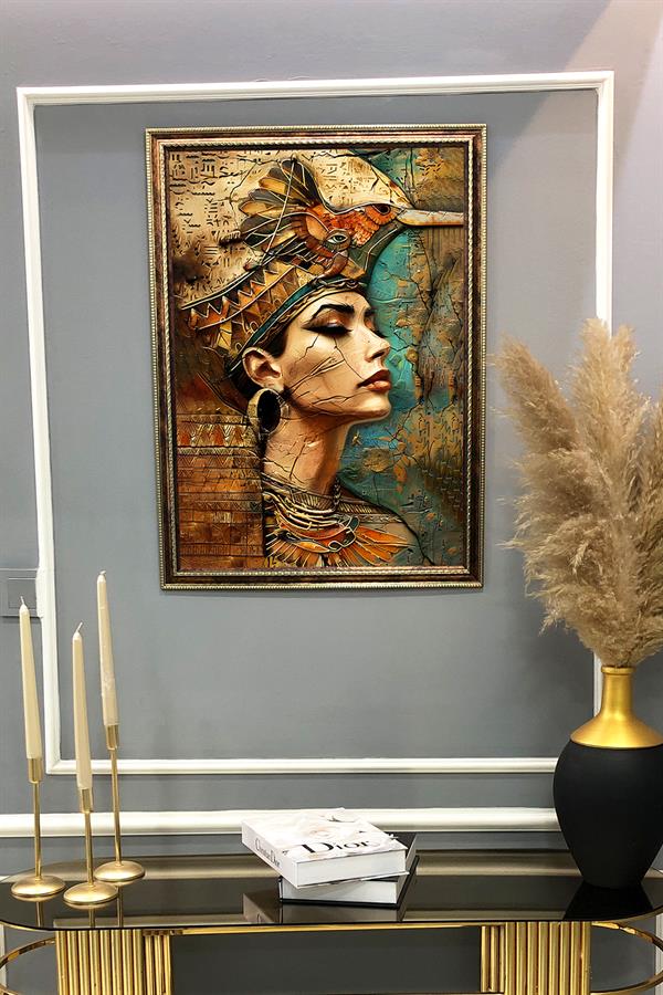 Antik Mısır Desenli Çerçeveli Duvar Tablosu 50x70cm MISIR12