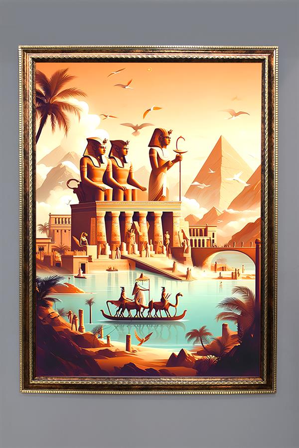 Antik Mısır Desenli Çerçeveli Duvar Tablosu 50x70cm MISIR15