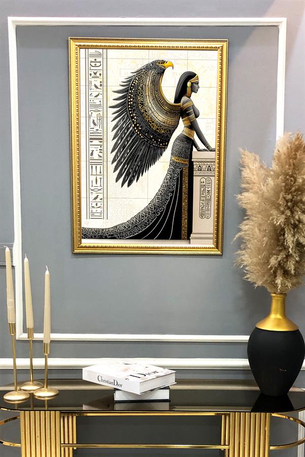 Antik Mısır Desenli Çerçeveli Duvar Tablosu 50x70cm MISIR05