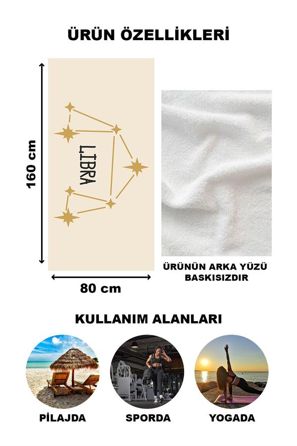 Astroloji Terazi Burcu Yıldız Haritası Desenli Plaj Deniz Havlusu Peştamal 80x160 CM AST06