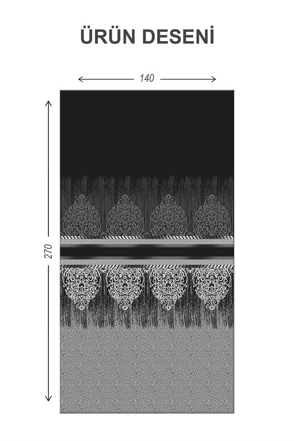 Blackout Işık Geçirmez Karartma Yüksek Kalite Modern Desenli 2 Kanat Fon Perde 140 x 270 Nes Serisi Nes13
