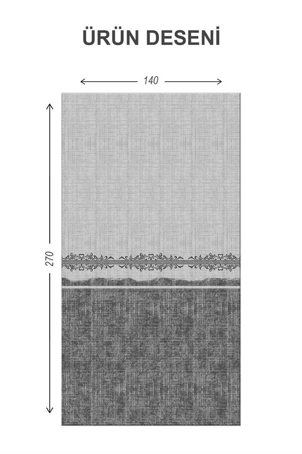 Blackout Işık Geçirmez Karartma Yüksek Kalite Modern Desenli 2 Kanat Fon Perde 140 x 270 Nes Serisi Nes09