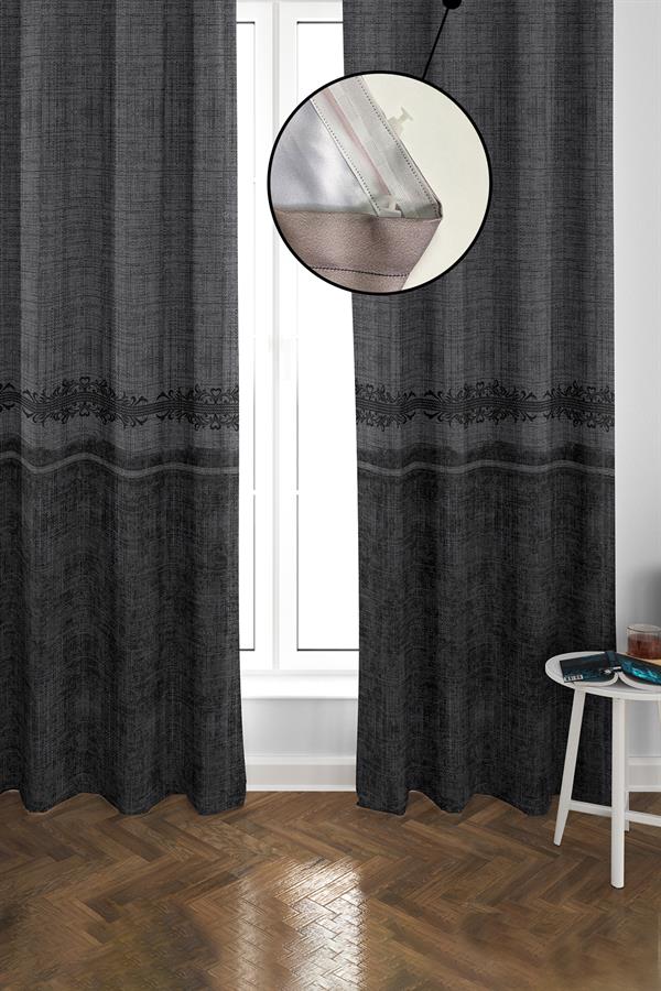 Blackout Işık Geçirmez Karartma Yüksek Kalite Modern Desenli 2 Kanat Fon Perde 140 x 270 Nes Serisi Nes10
