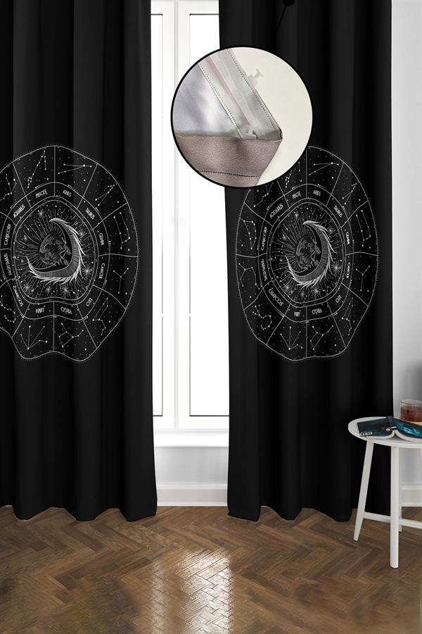 Blackout Karartma Yüksek Kalite Modern Desenli 2 Kanat Fon Perde 140 x 270 Nes Serisi Nes22