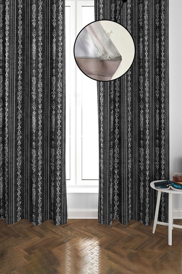 Blackout Karartma Yüksek Kalite Modern Desenli 2 Kanat Fon Perde 140 x 270 Nes Serisi Nes25