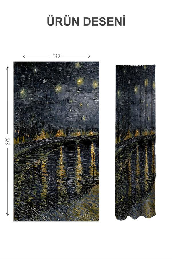 Blackout Karartma Yüksek Kalite Modern Desenli 2 Kanat Fon Perde 140 x 270 Nes Serisi Nes15