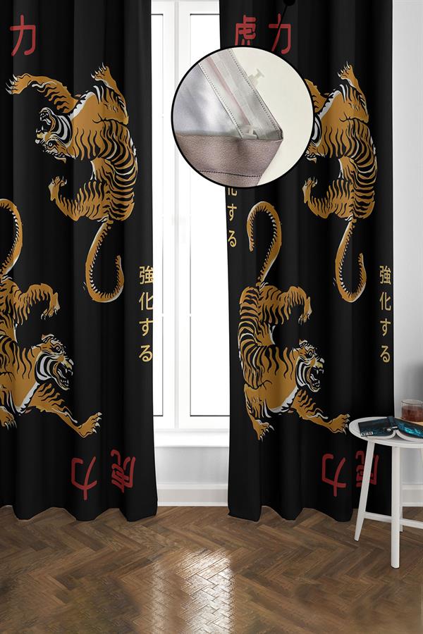 Blackout Karartma Yüksek Kalite Modern Desenli 2 Kanat Fon Perde 140 x 270 Nes Serisi Nes23