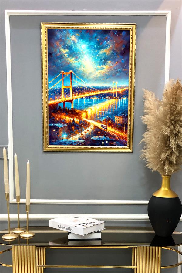 Boğaz Köprüsü Manzara Desenli Çerçeveli Duvar Tablosu 50x70cm İstanbul03