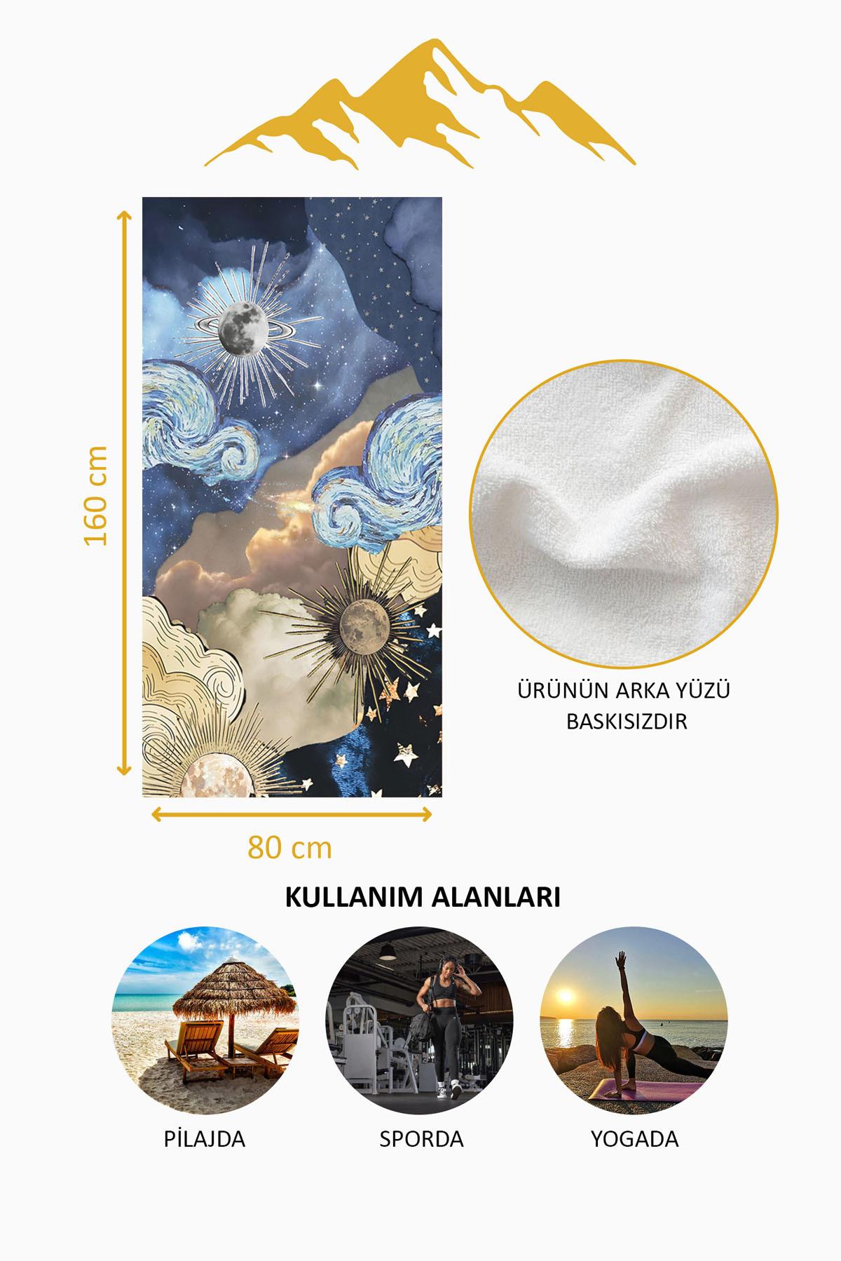 Dijital Baskı Plaj Deniz Havlusu Modern Desenli Peştamal (80X160 cm) HVL0057