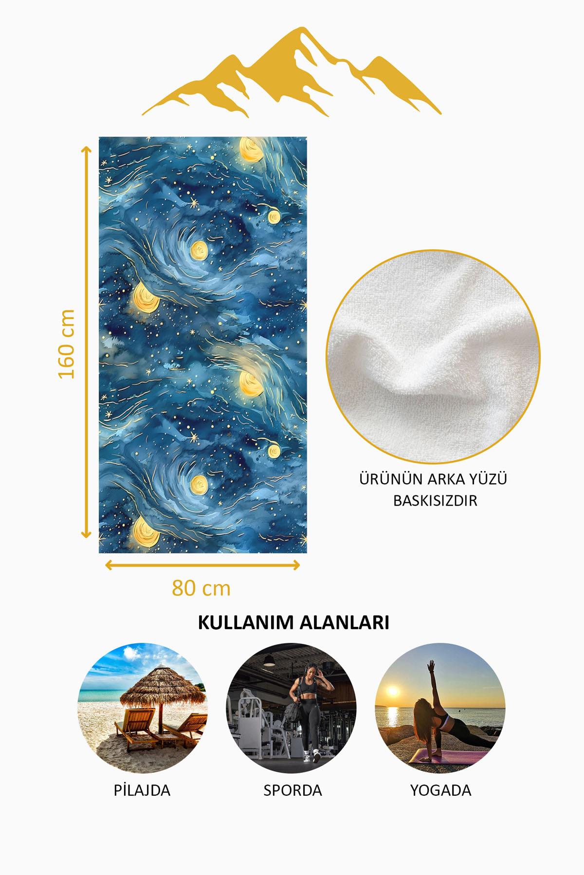 Dijital Baskı Plaj Deniz Havlusu Modern Desenli Peştamal (80X160 cm) HVL0058