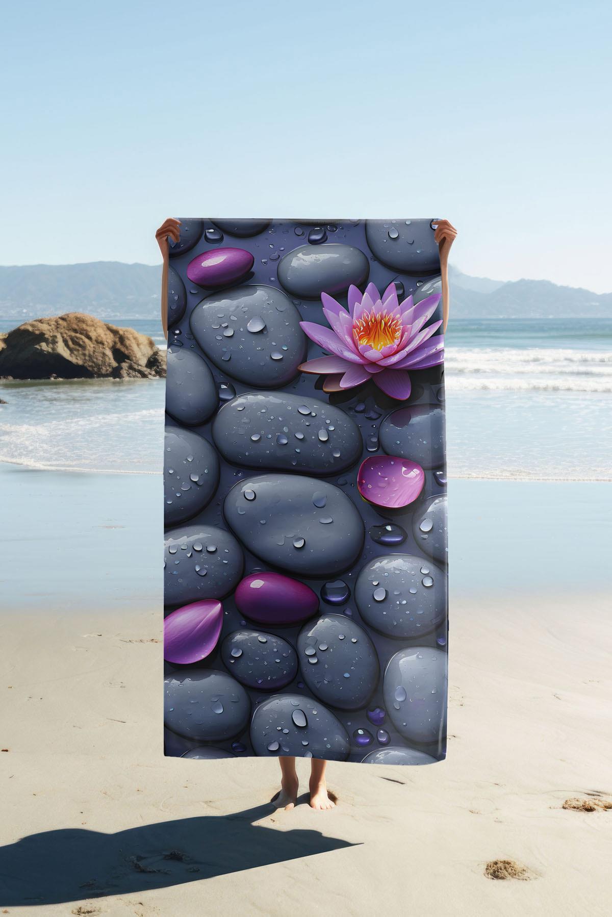 Dijital Baskı Plaj Deniz Havlusu Modern Desenli Peştamal (80X160 cm) HVL0059