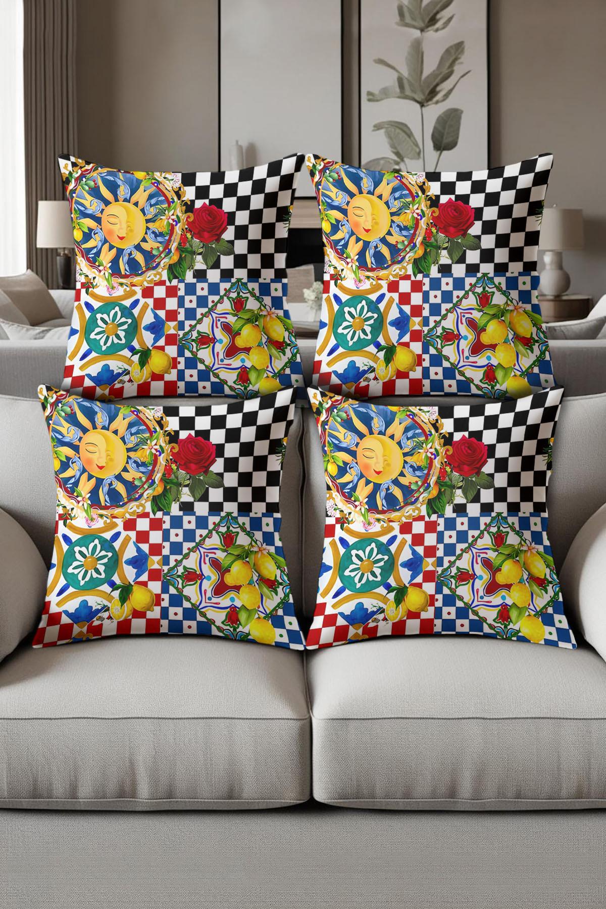 Dijital Baskılı Yumuşak Dokulu 4’lü Kırlent Kılıfı Takımı (43x43 cm) KRL0060