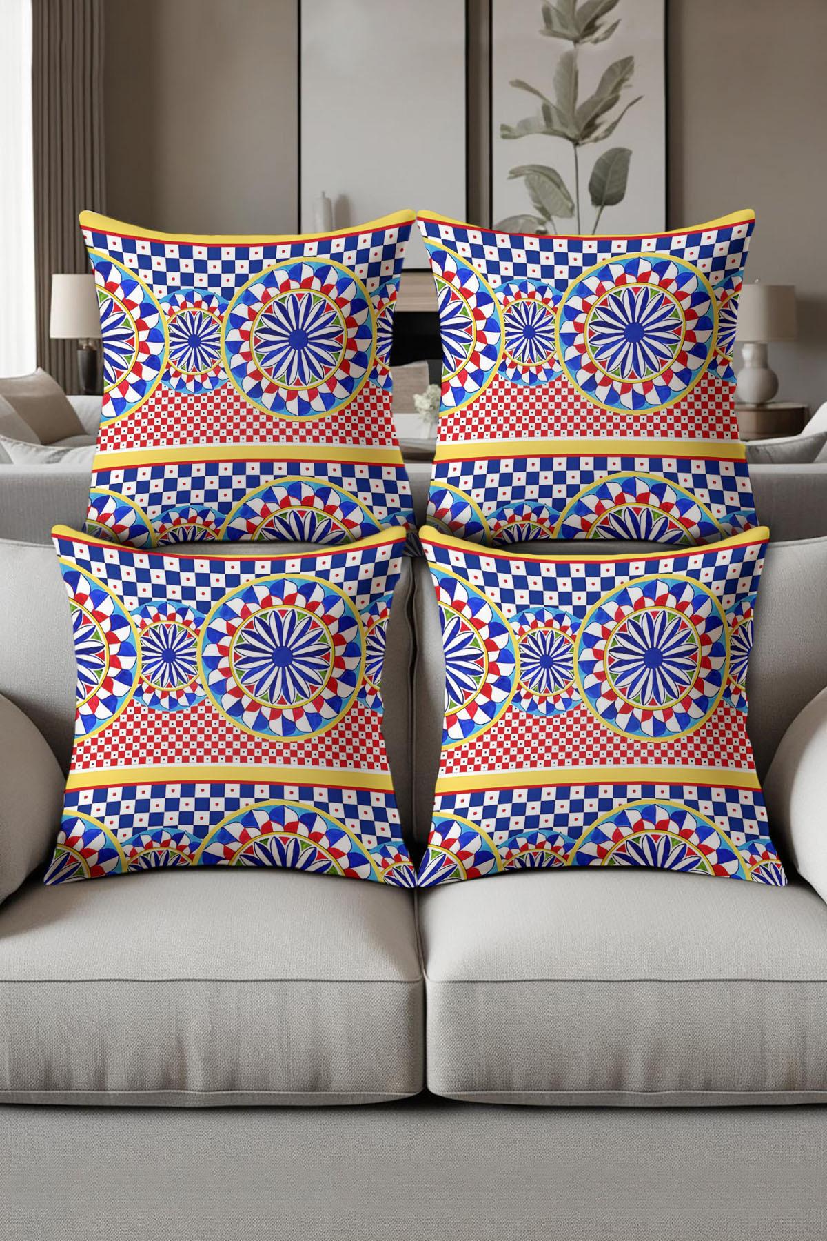 Dijital Baskılı Yumuşak Dokulu 4’lü Kırlent Kılıfı Takımı (43x43 cm) KRL0061