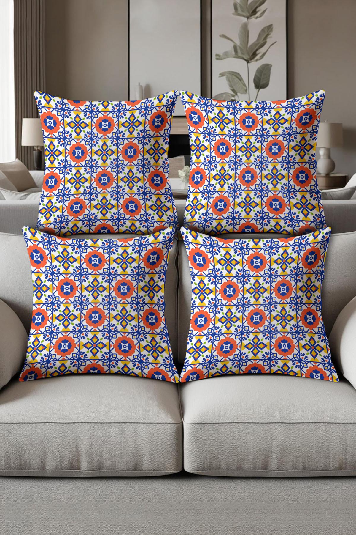 Dijital Baskılı Yumuşak Dokulu 4’lü Kırlent Kılıfı Takımı (43x43 cm) KRL0066