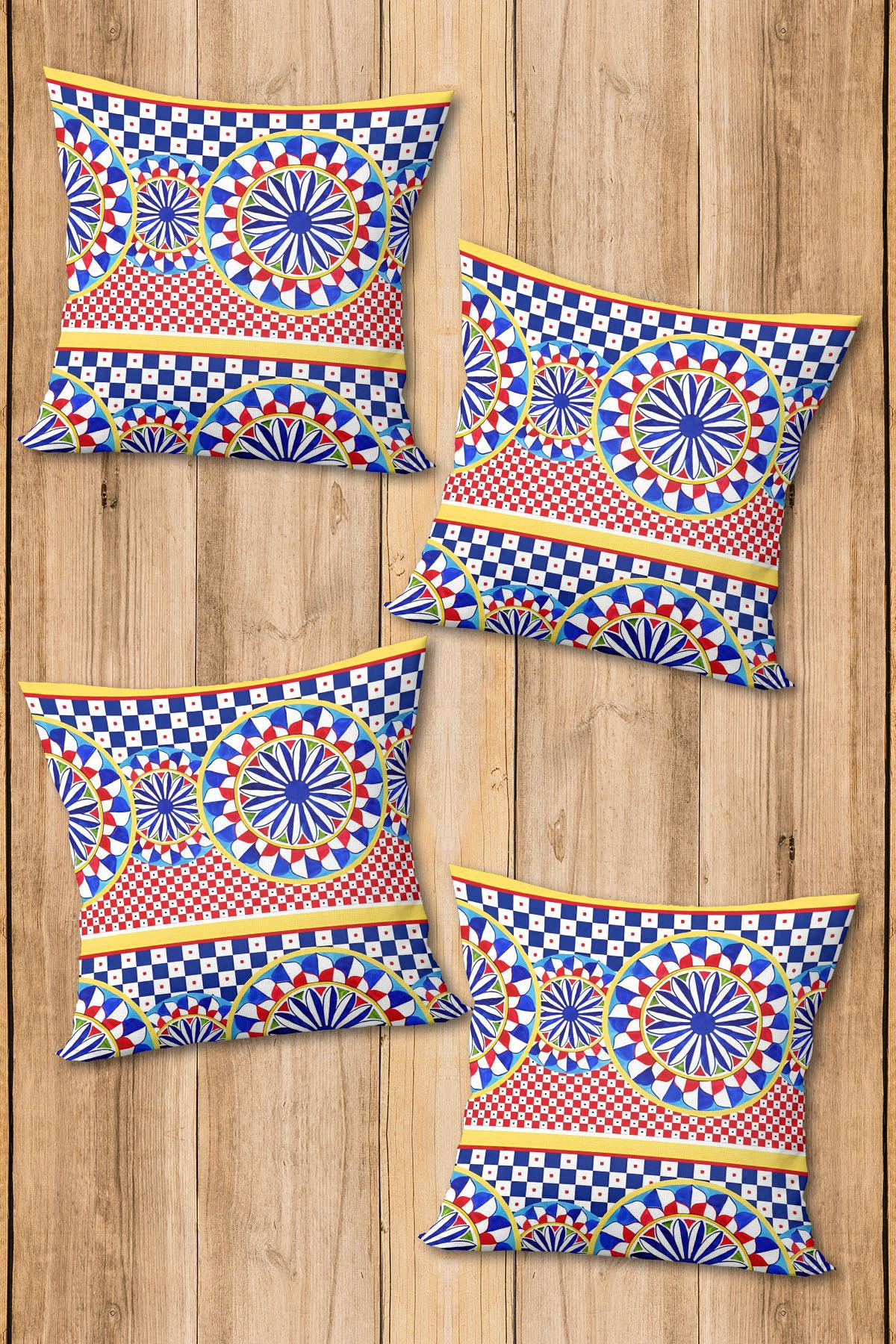 Dijital Baskılı Yumuşak Dokulu 4’lü Kırlent Kılıfı Takımı (43x43 cm) KRL0061