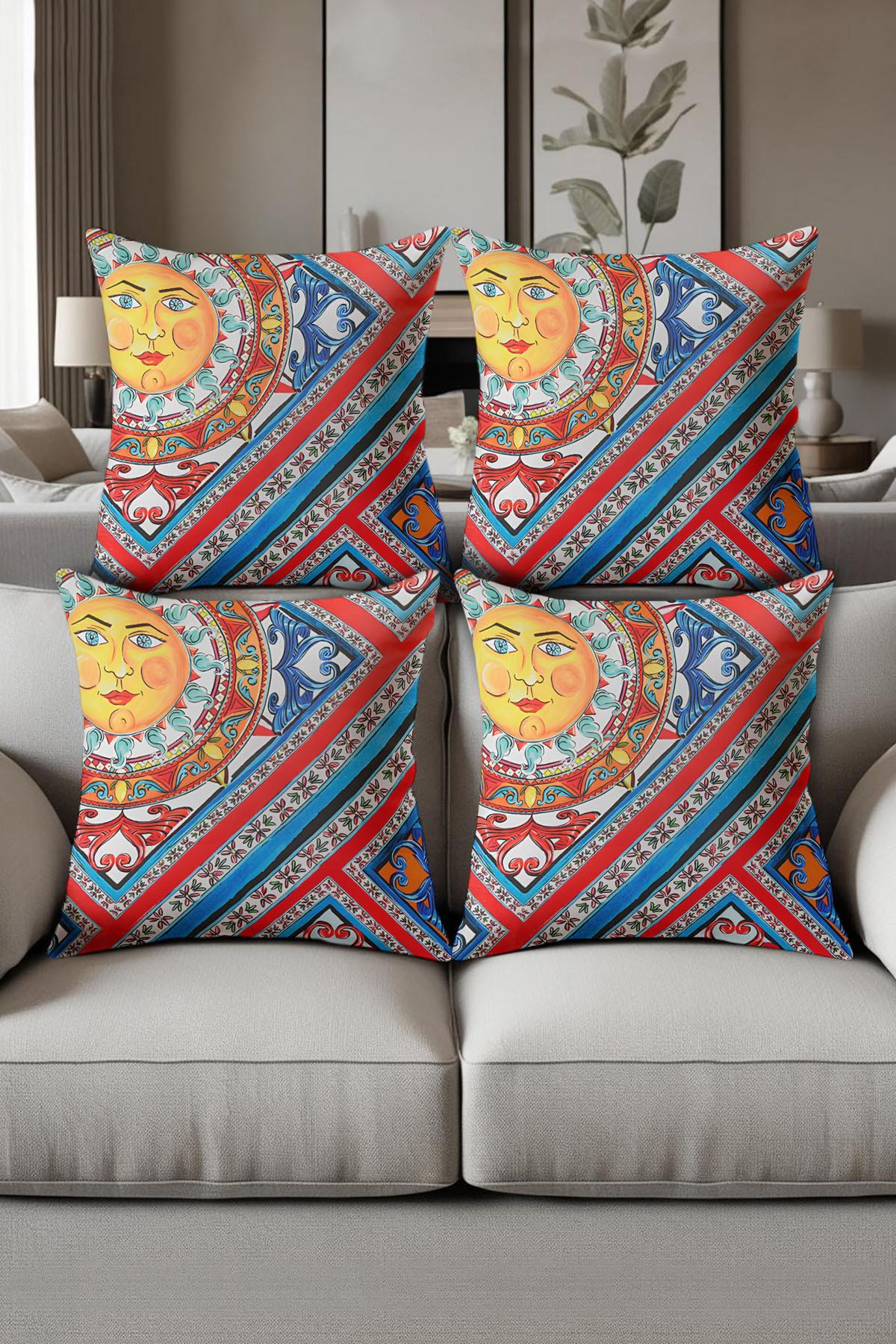 Dijital Baskılı Yumuşak Dokulu 4’lü Kırlent Kılıfı Takımı (43x43 cm) KRL0072