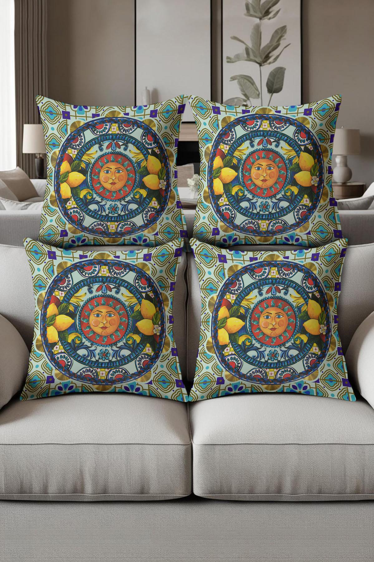 Dijital Baskılı Yumuşak Dokulu 4’lü Kırlent Kılıfı Takımı (43x43 cm) KRL0069