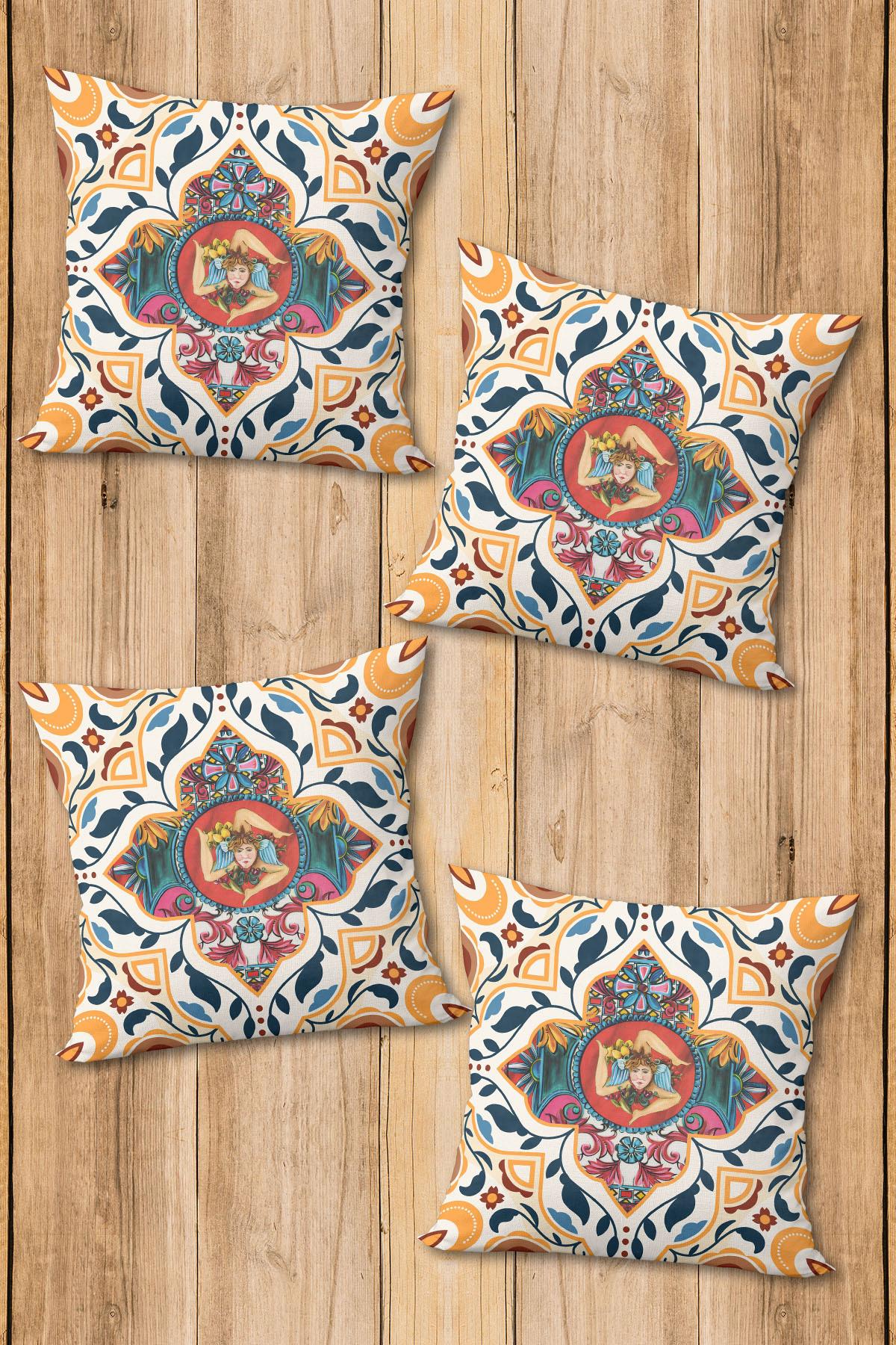 Dijital Baskılı Yumuşak Dokulu 4’lü Kırlent Kılıfı Takımı (43x43 cm) KRL0070