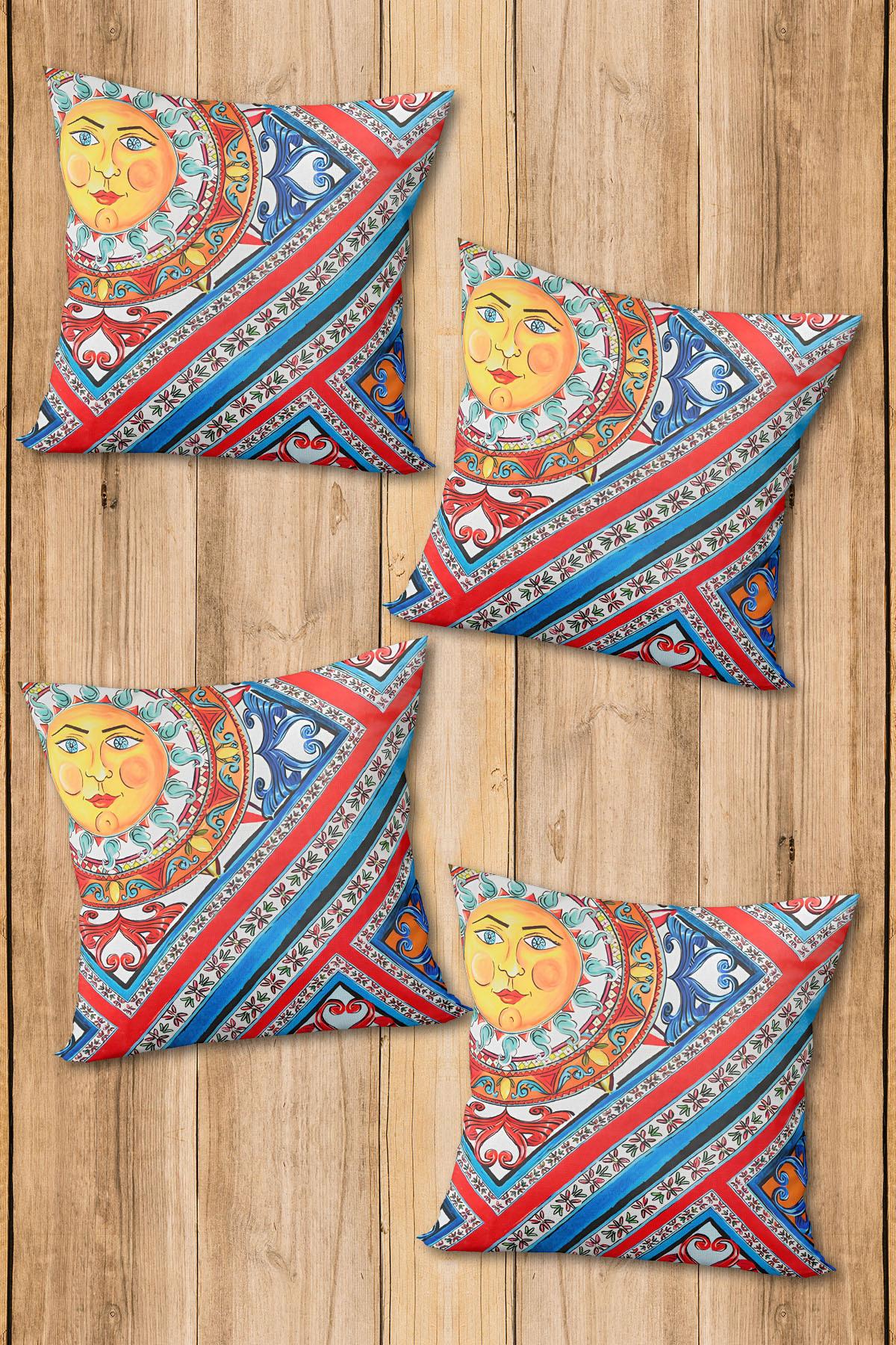 Dijital Baskılı Yumuşak Dokulu 4’lü Kırlent Kılıfı Takımı (43x43 cm) KRL0072