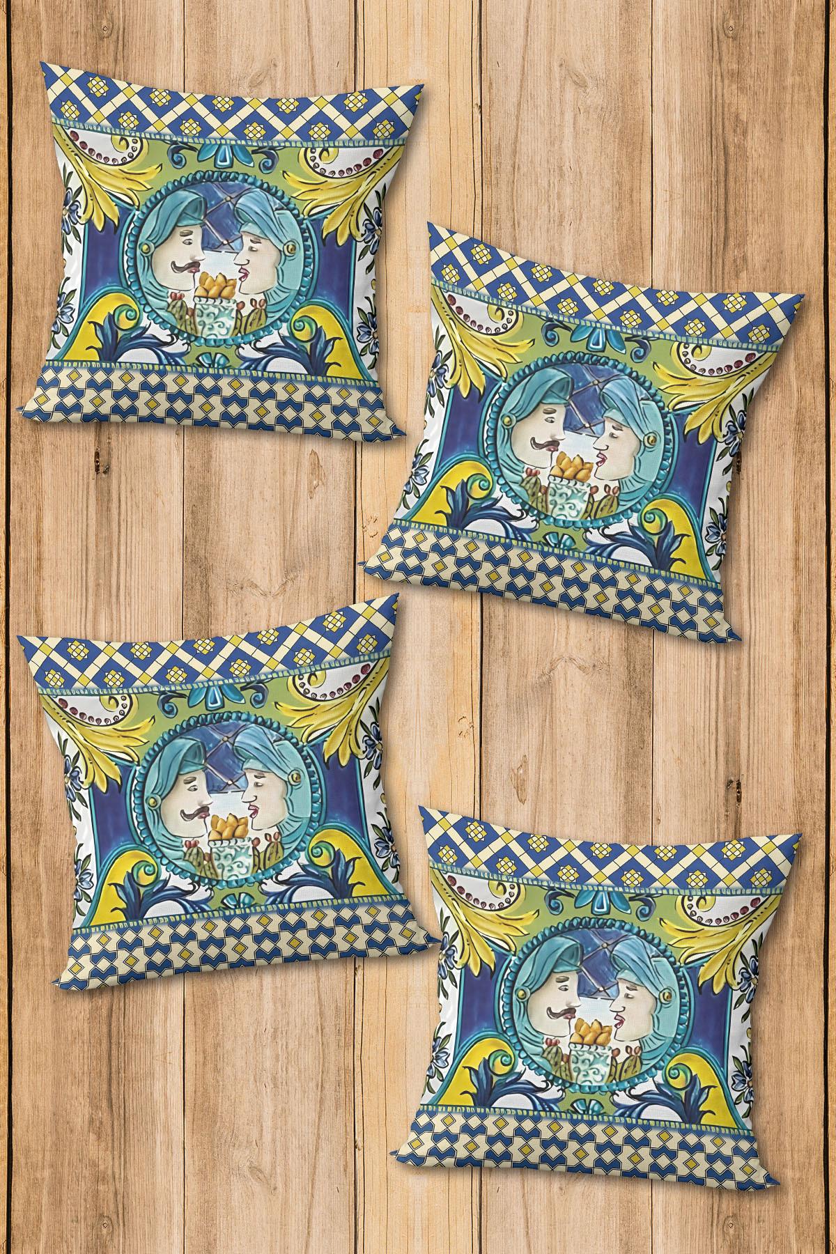 Dijital Baskılı Yumuşak Dokulu 4’lü Kırlent Kılıfı Takımı (43x43 cm) KRL0071