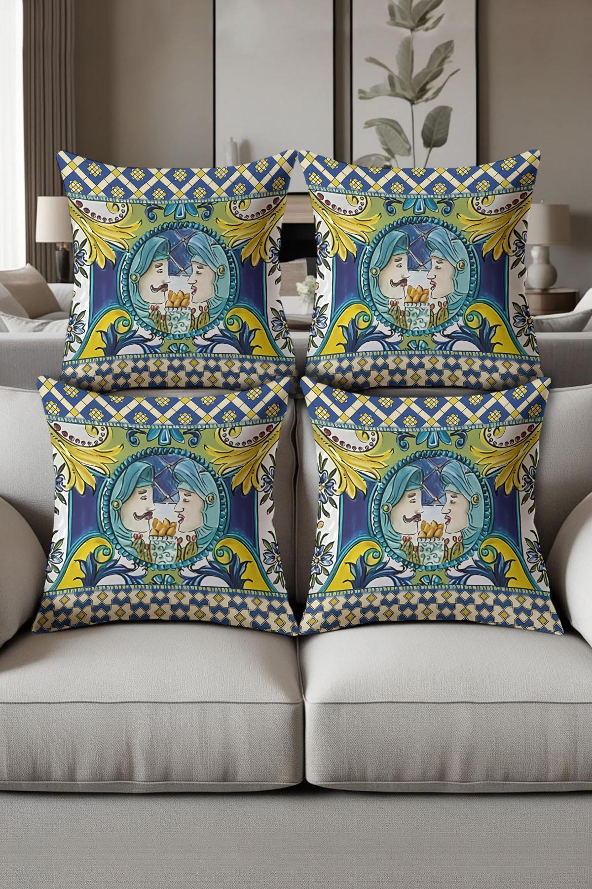 Dijital Baskılı Yumuşak Dokulu 4’lü Kırlent Kılıfı Takımı (43x43 cm) KRL0071