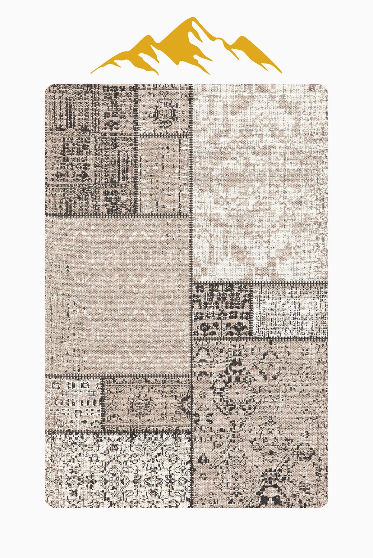 Etnik Desenli Dijital Baskı Kaymaz Taban Halı H1122