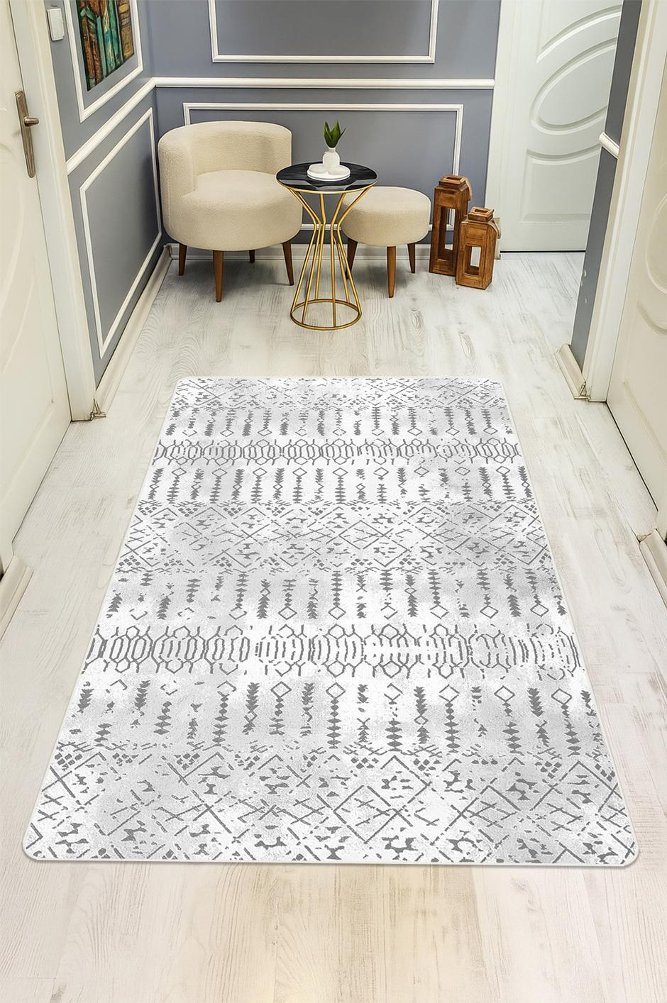 Etnik Desenli Dijital Baskı Kaymaz Taban Halı H0838