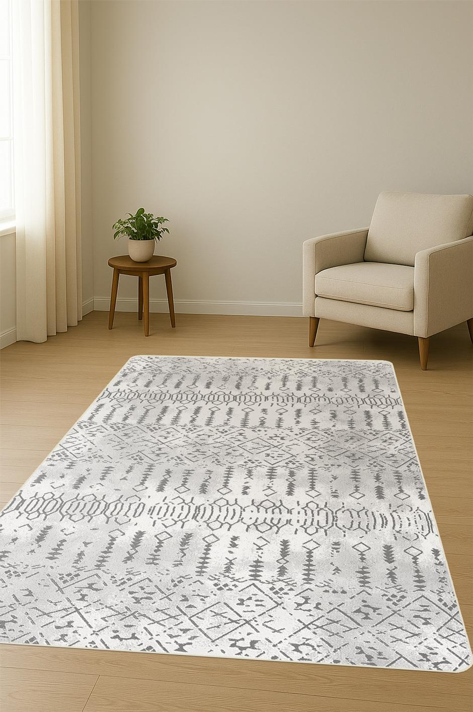 Etnik Desenli Dijital Baskı Kaymaz Taban Halı H0838