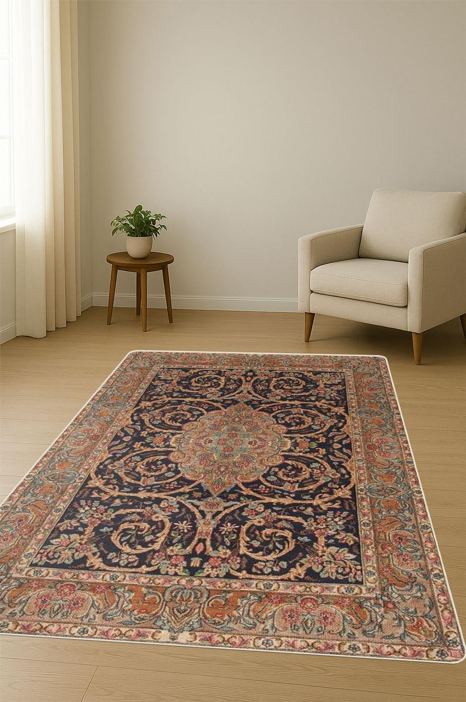 Klasik Desen Dijital Baskı Kaymaz Taban Halı H1027