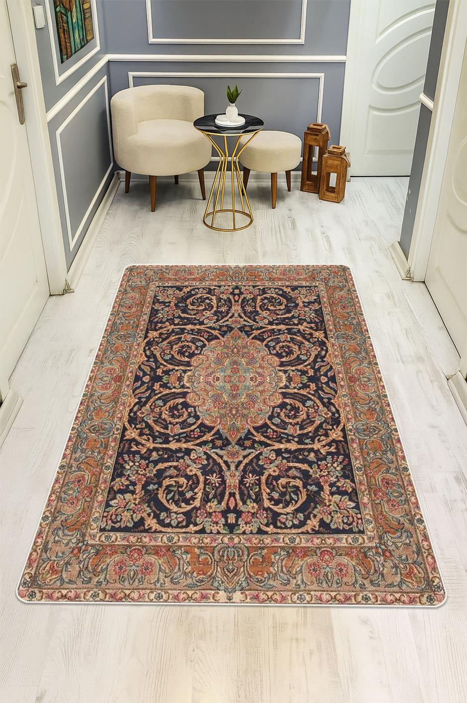 Klasik Desen Dijital Baskı Kaymaz Taban Halı H1027