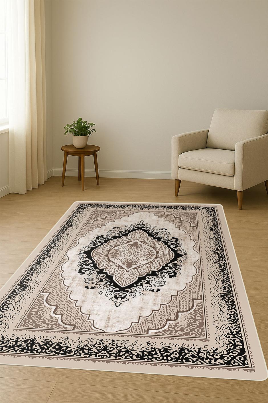 Klasik Desen Dijital Baskı Kaymaz Taban Halı H1101
