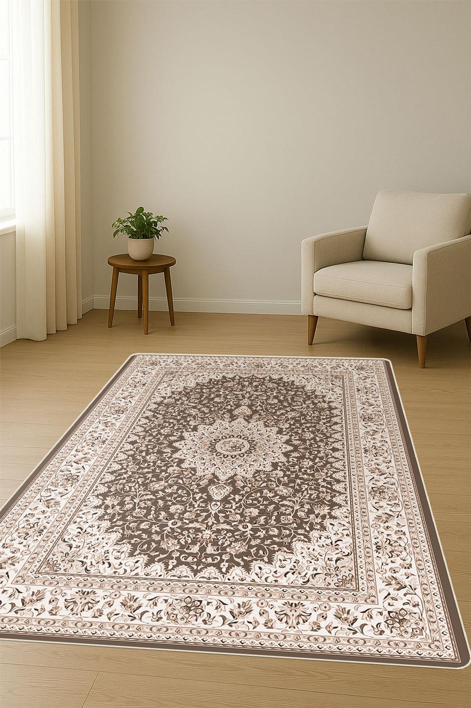 Klasik Desen Dijital Baskı Kaymaz Taban Halı H1057