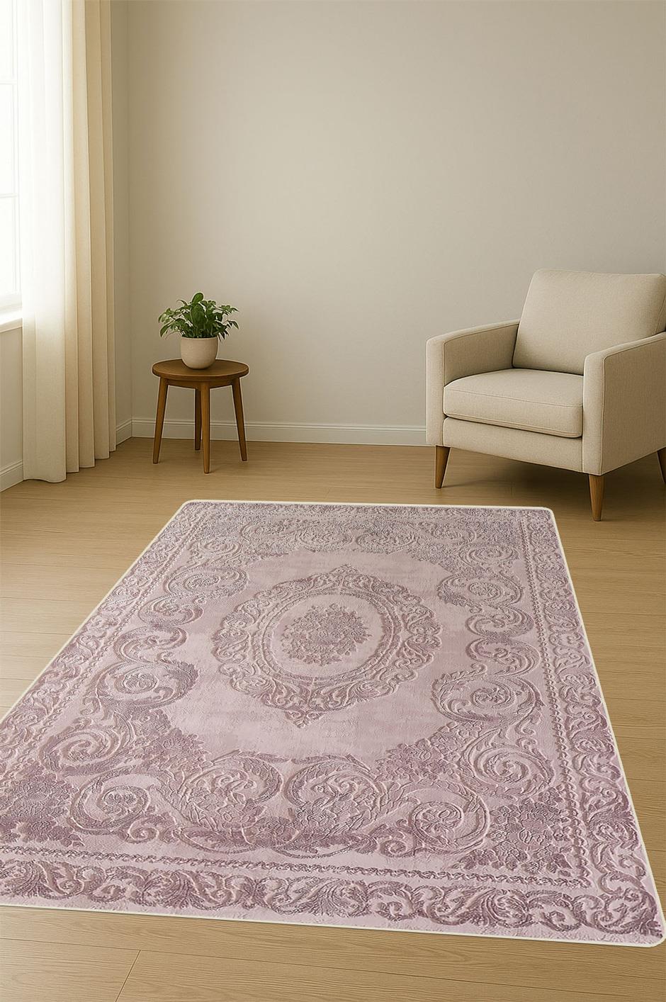 Klasik Desen Dijital Baskı Kaymaz Taban Halı H1107