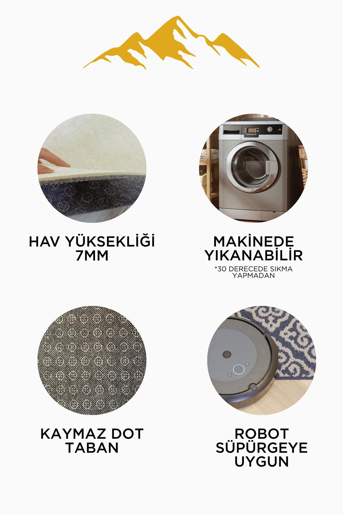 Klasik Desen Dijital Baskı Kaymaz Taban Halı H1057