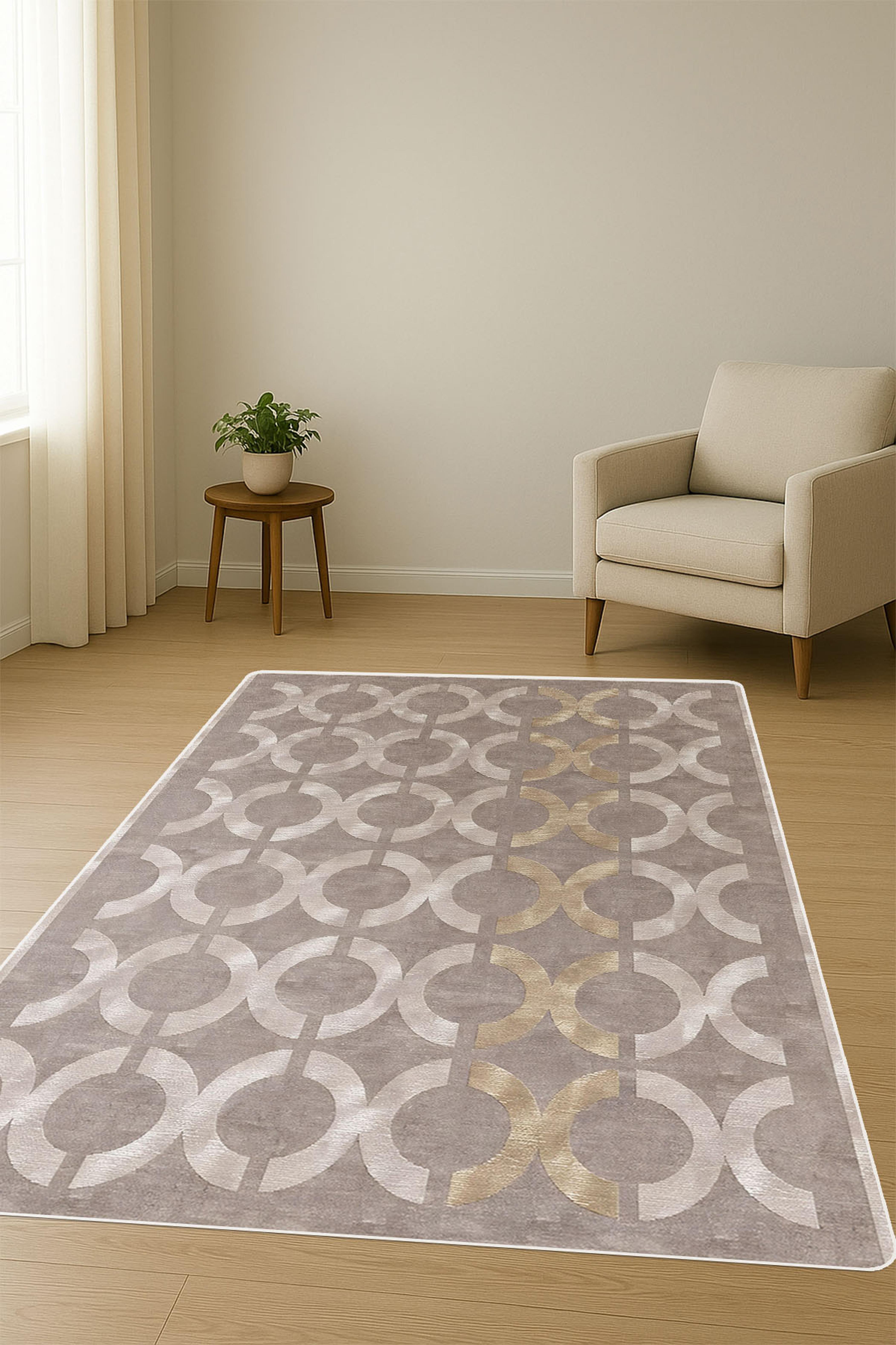 Modern Desenli Dijital Baskı Kaymaz Taban Halı H1032
