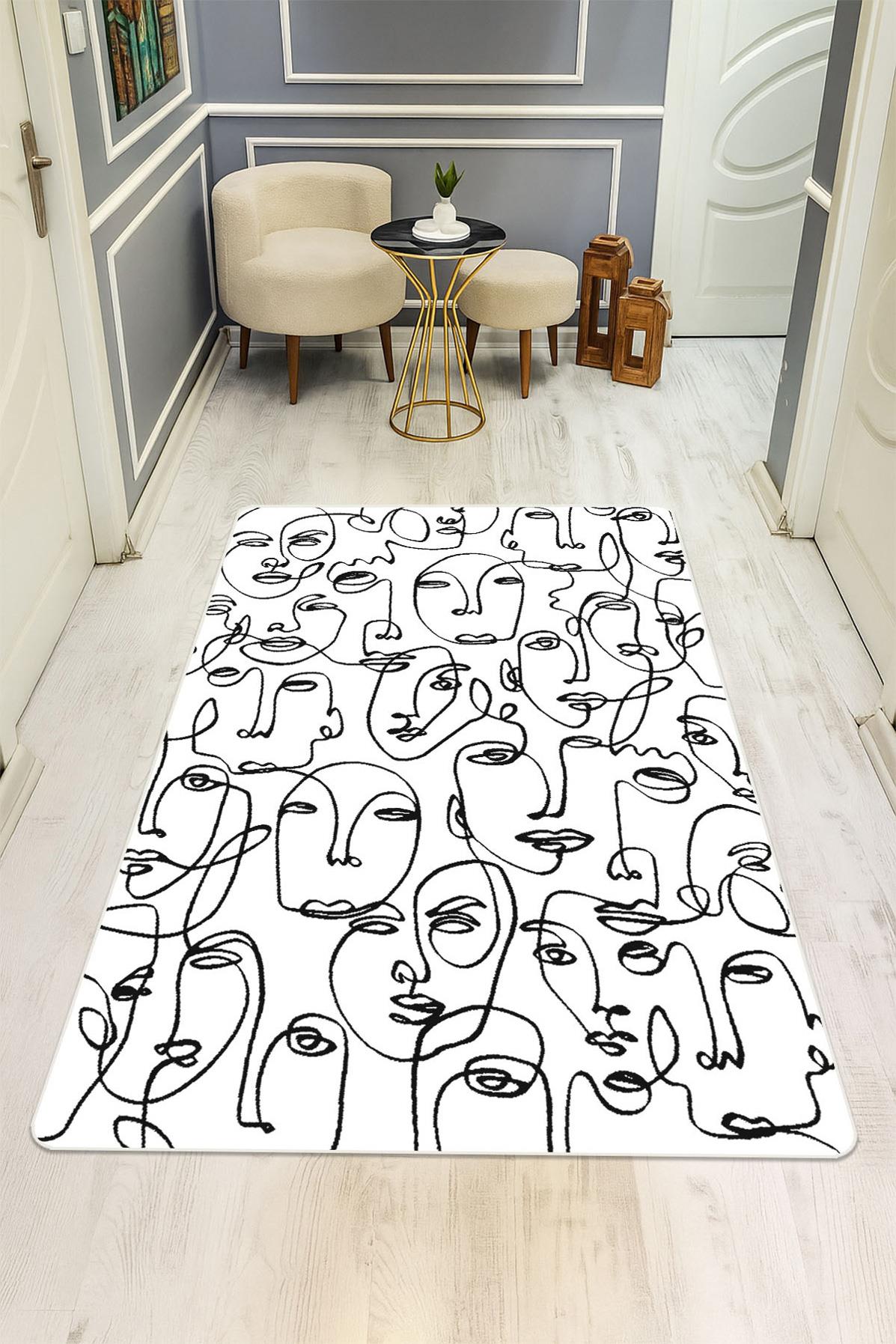 Modern Desenli Dijital Baskı Kaymaz Taban Halı H1124