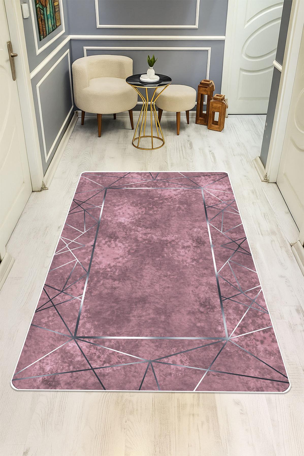 Modern Desenli Dijital Baskı Kaymaz Taban Halı H0124
